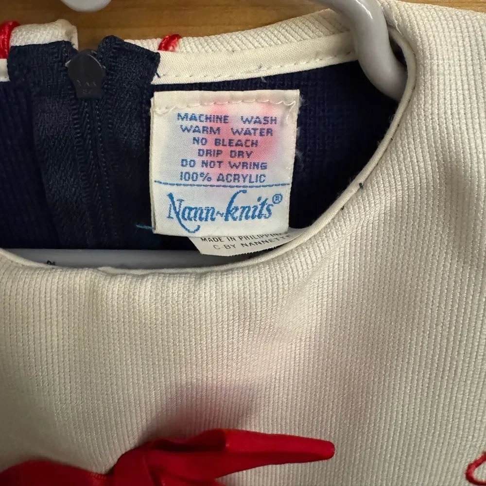 NWT Vintage Nann Knits Size 6X Long Sleeve Sailor Nautical Dress